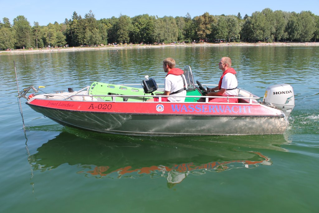 MRB der WW Station Kuhsee als Sonarboot aufgerüstet während des Wachdienstes am Kuhsee