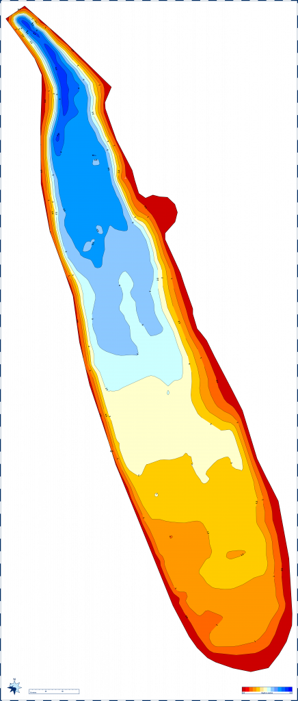 Seekarte vom Kuhsee, max. Tiefe 5 Meter im Norden